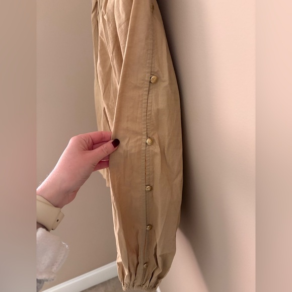 LOFT Blouse Womens XS Beige Split V-Neck Pullover Balloon Long Sleeve NWT - Picture 5 of 7